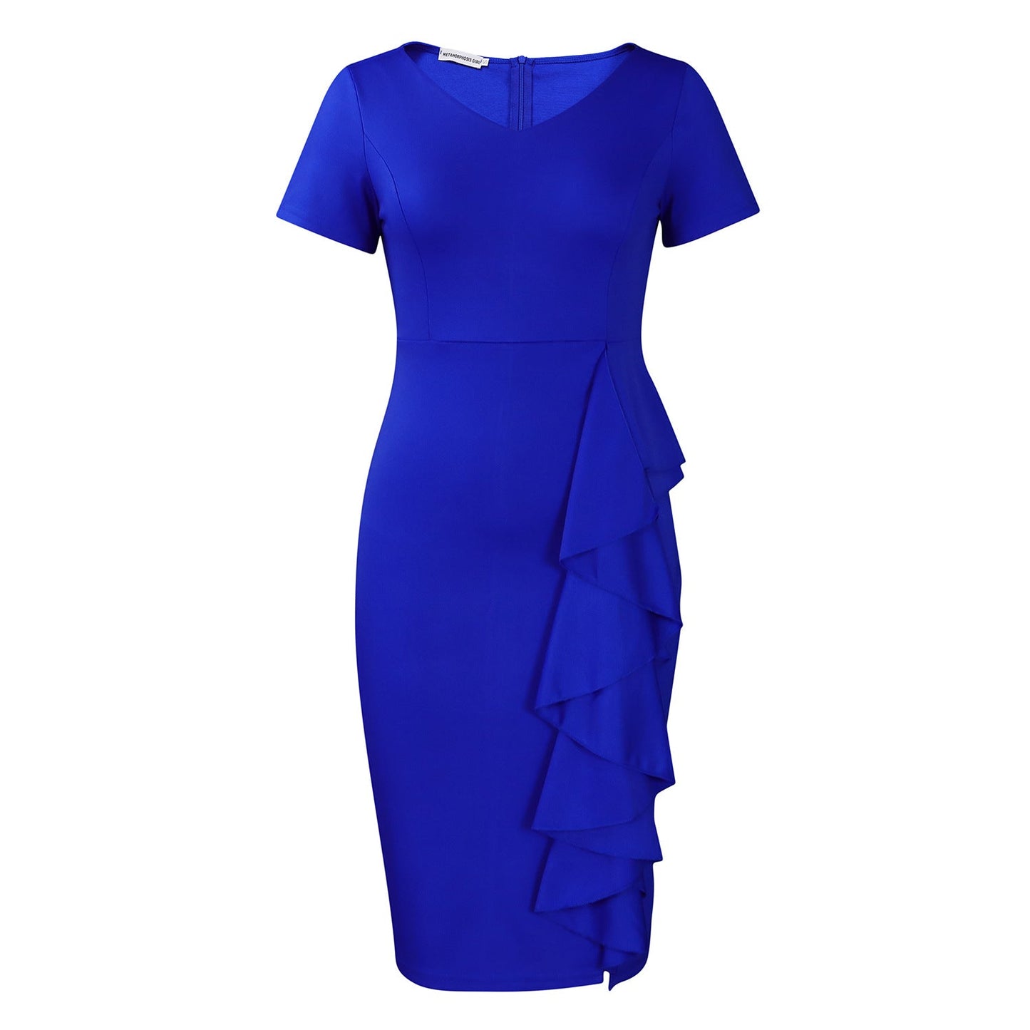 Damen Etuikleid Asymmetrisches Rüschendesign Eveloria