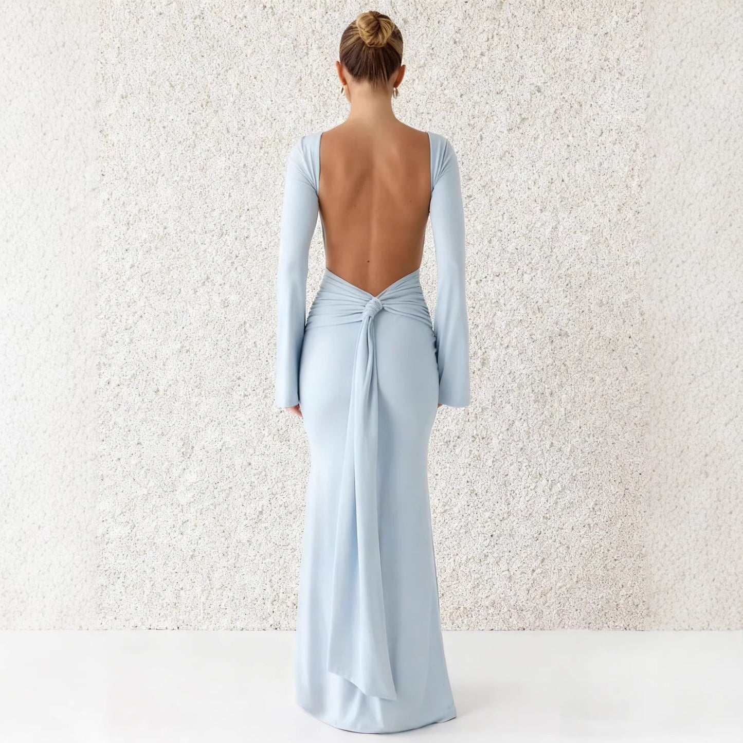 Damen Maxikleid Langarm Schwingrock Eleganz Eveloria