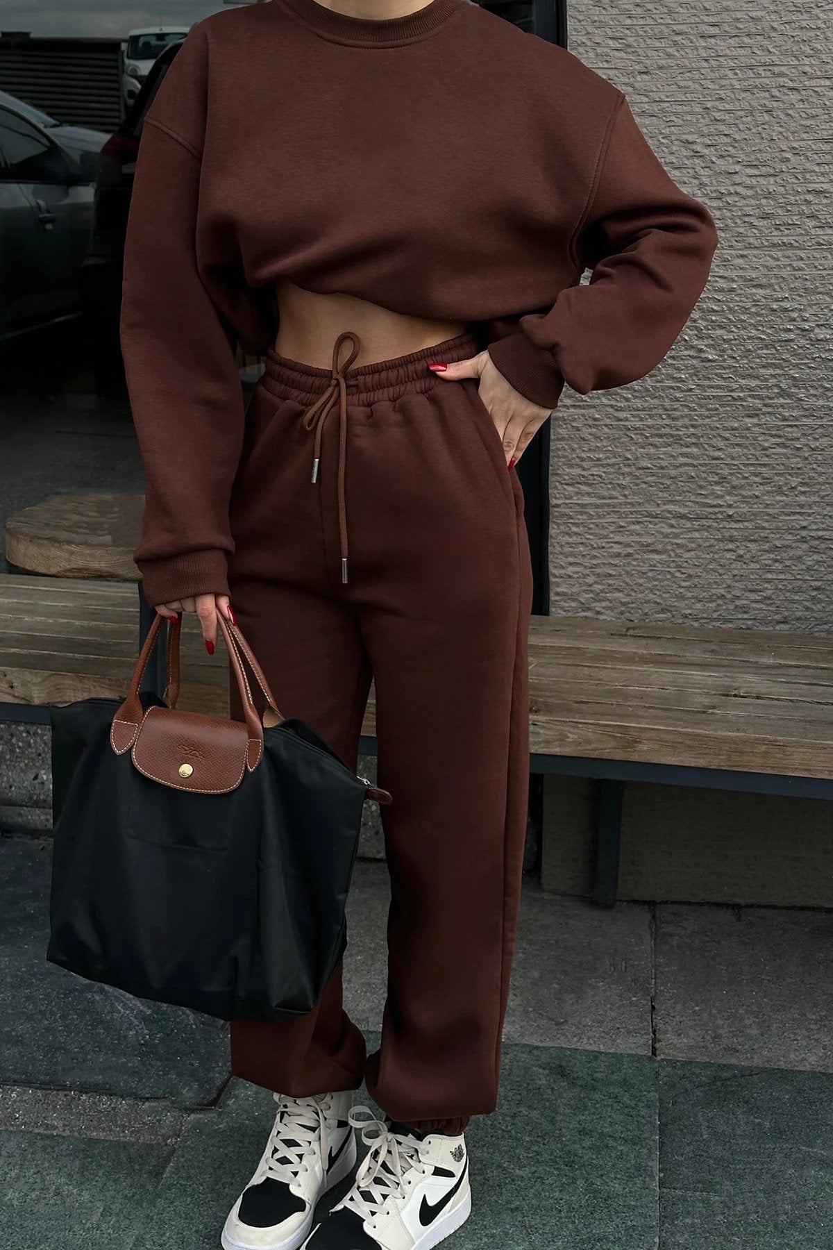 Damen Sweatshirt Jogginghose Set Baumwolle Eveloria
