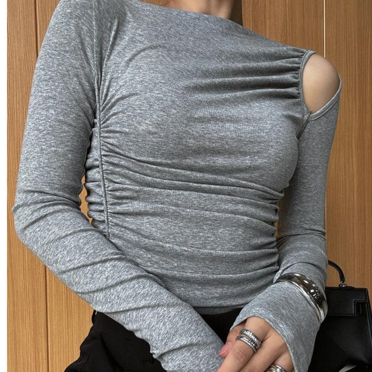 Damen Asymmetrisches Longsleeve-Shirt Raffung Eveloria