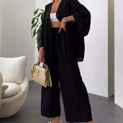 Damen Lounge-Set Weite Ärmel Elastischer Bund Bequem
