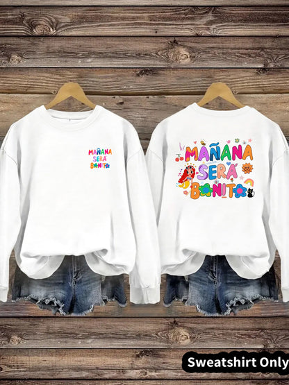 Damen Sweatshirt Verspielter Aufdruck Lässiger Schnitt Grau