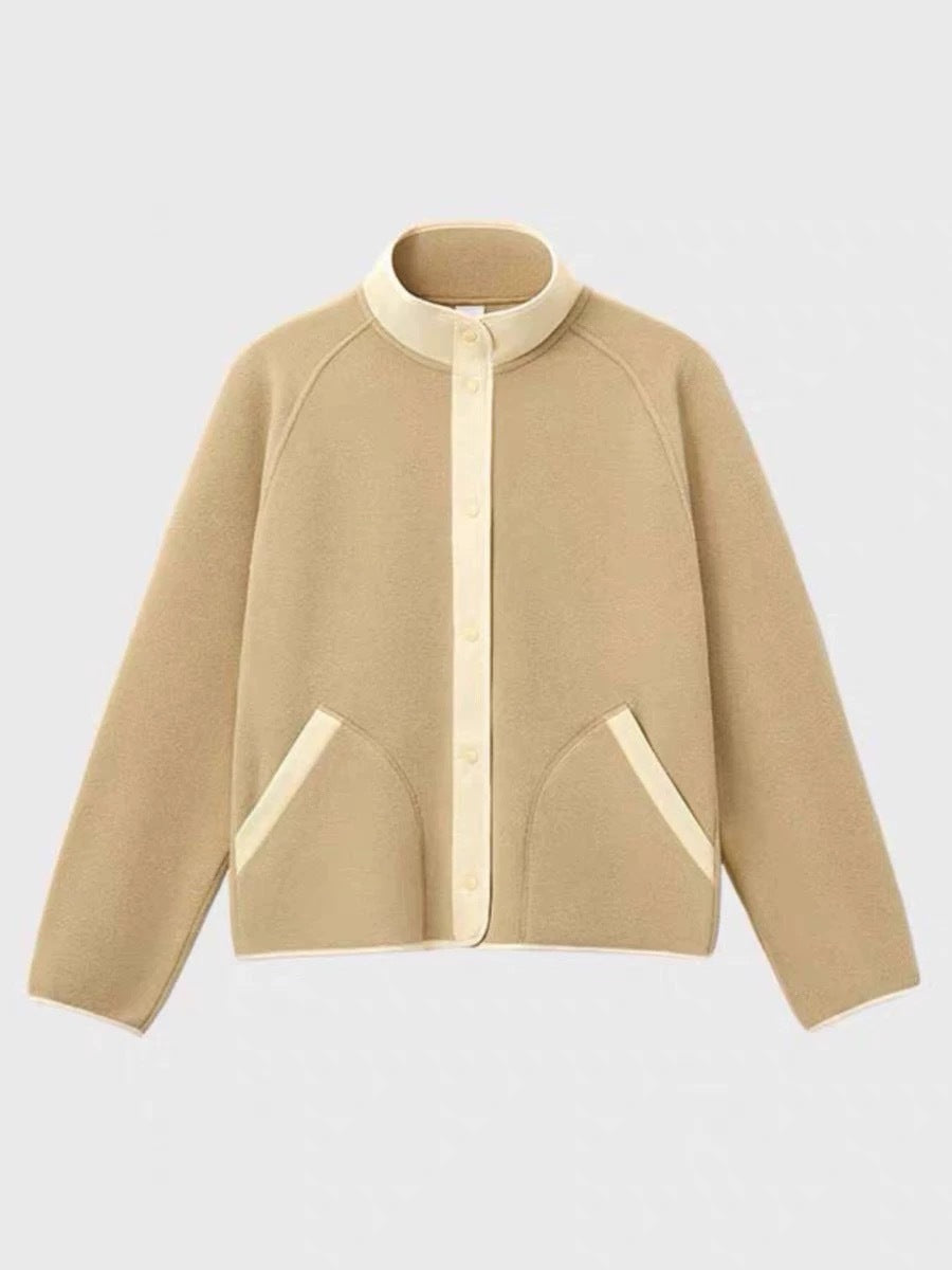 Damen Fleece-Jacke Elastischer Kragen Praktische Taschen