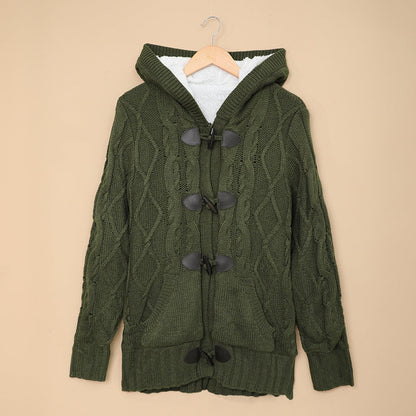 Damen Strickjacke Hochkragen Bequem Grün