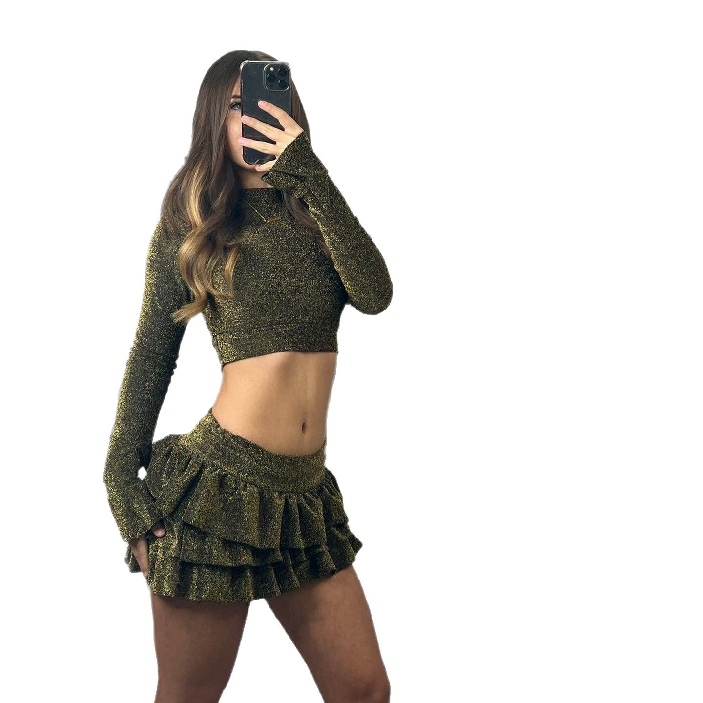 Damen Crop- und Mini-Rock Set Eveloria