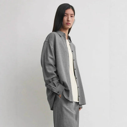 Damen Oversized Hemdbluse Moderner Schnitt Lässig