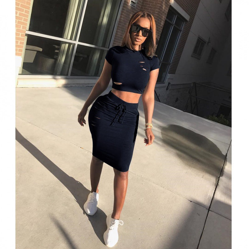 Damen Set Cropped und Rockhose mit Kordelzug