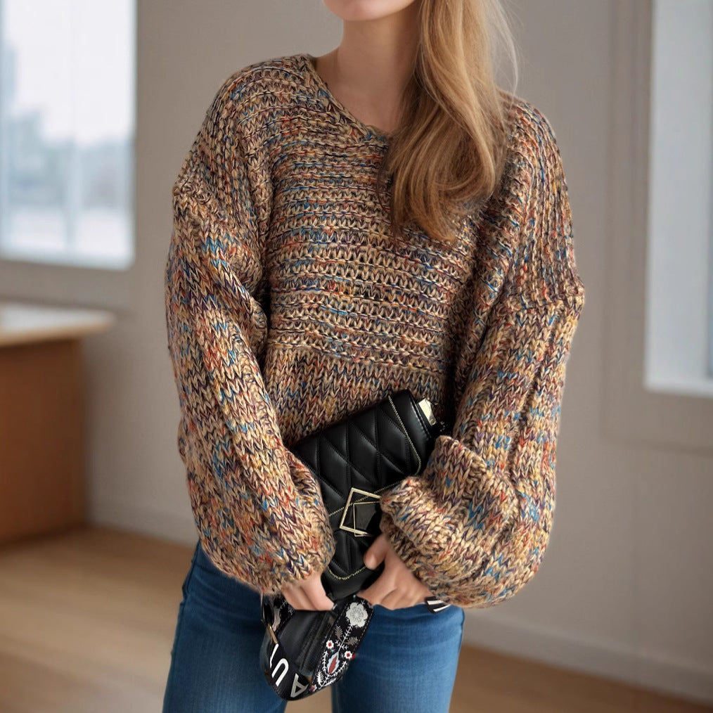 Damen Strickpullover Weit Schnitt Elegante Ärmel Schwarz Eveloria - Eveloria