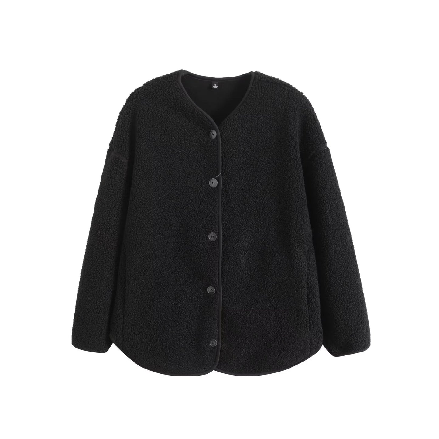 Damen Kuscheljacke Weich Velour mit Knöpfen Beige