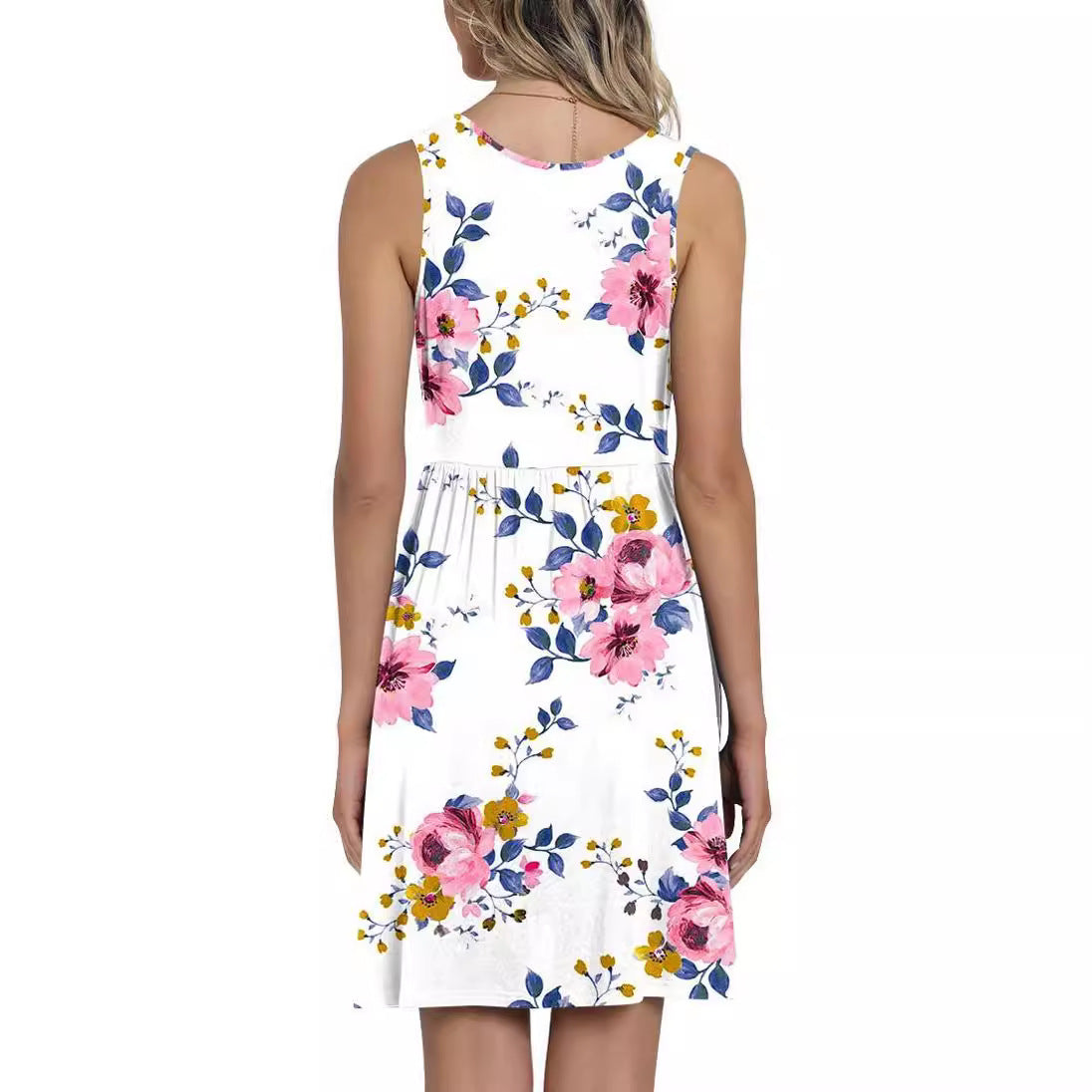 Damen Blumenkleid A-Linie V-Ausschnitt Eveloria