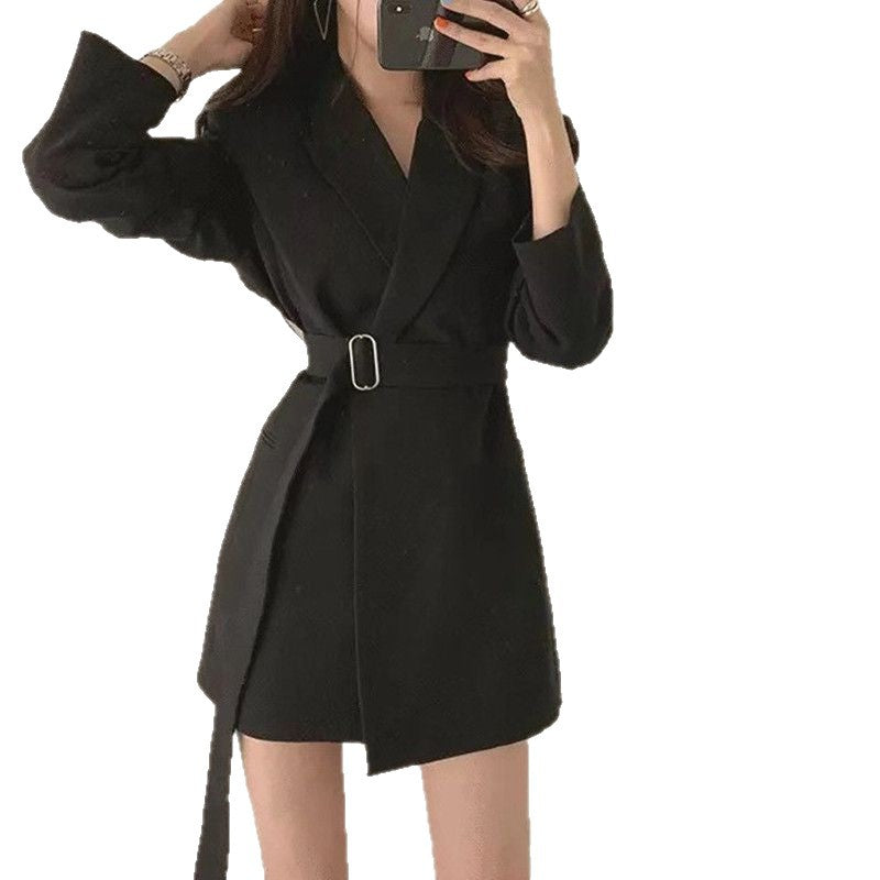 Damen Blazer-Kleid Tailliert Gürtel Eveloria