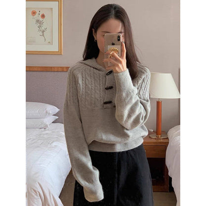 Damen Strickpullover Großer Kragen Eveloria
