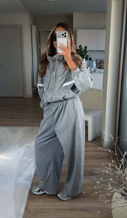 Damen Sweatshirt Jogginganzug Weite Kapuze Grau