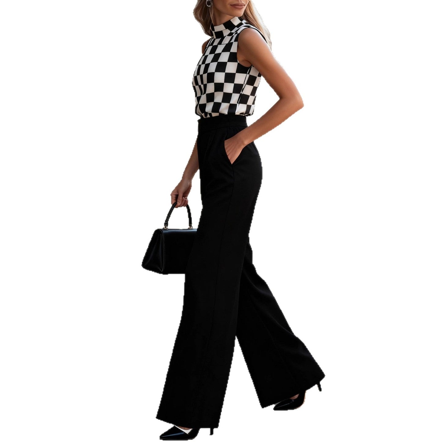 Damen Hochtaillierte Stoffhose Weite Passform Eveloria