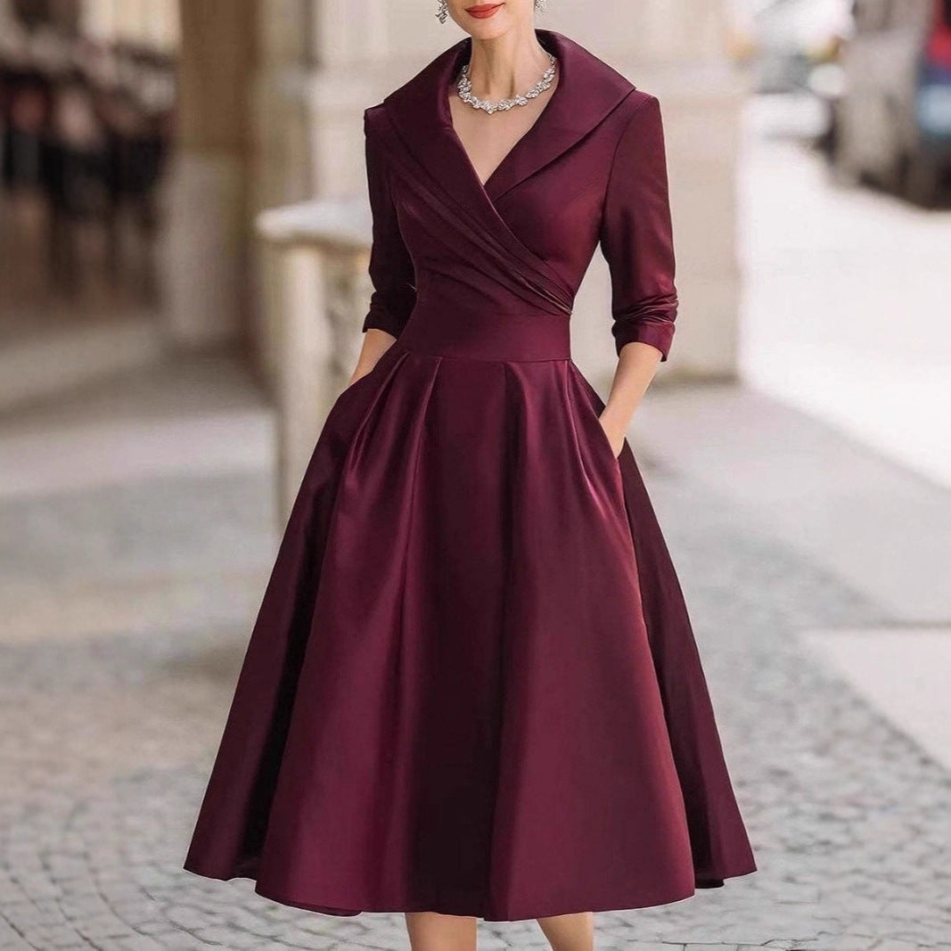 Damen Wickelkleid mit Schößchen und Taschen Eveloria