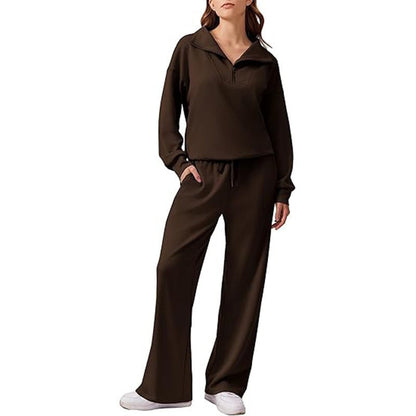 Damen Sweatpants-Set aus Fleece Beige