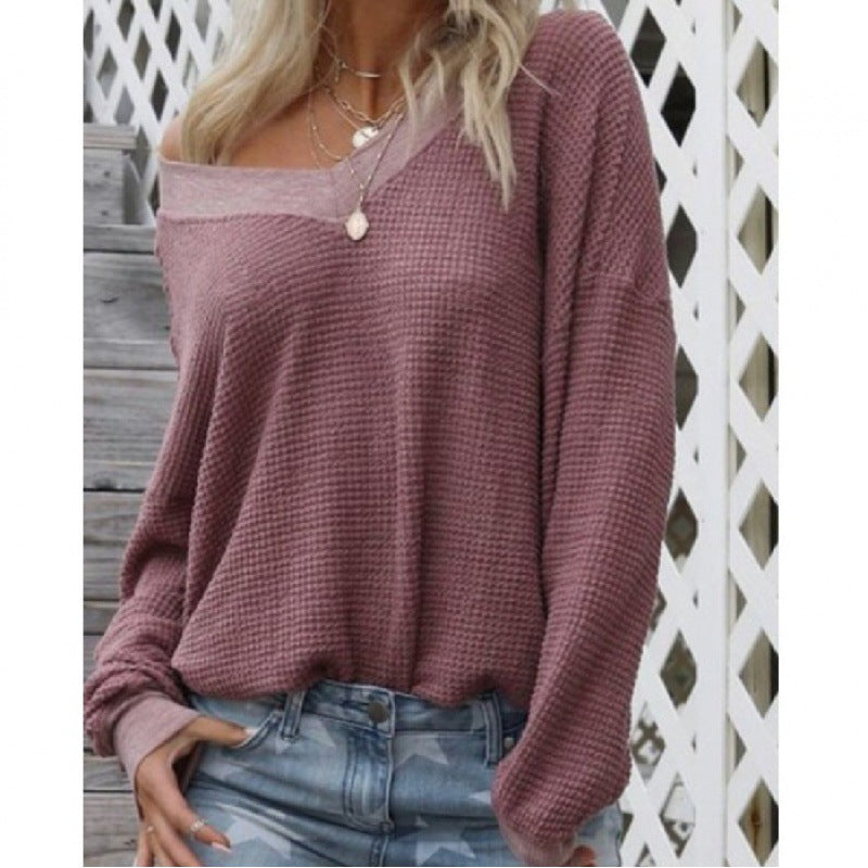 Damen Off-Shoulder Strickpullover Voluminöse Ärmel