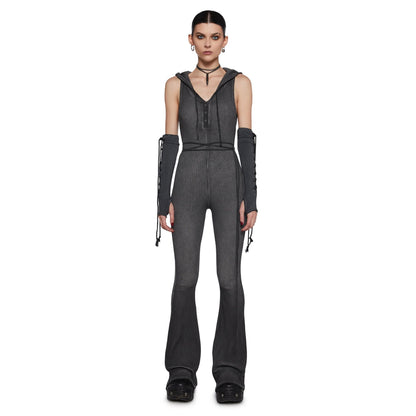 Damen Jumpsuit mit Kapuze und langen Ärmeln Eveloria