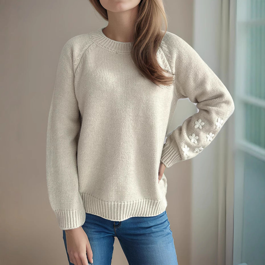 Damen Strickpullover Floral Lässig Eveloria