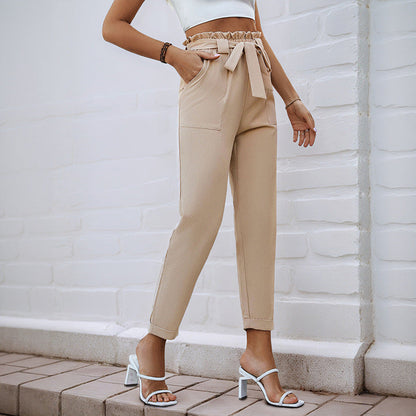 Damen Bundfaltenhose mit Bindegürtel Eveloria