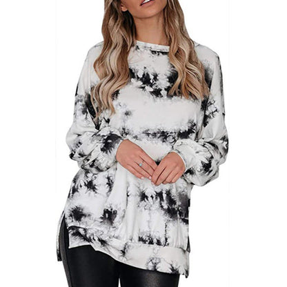 Damen Oversized Pullover Batikdesign Grau