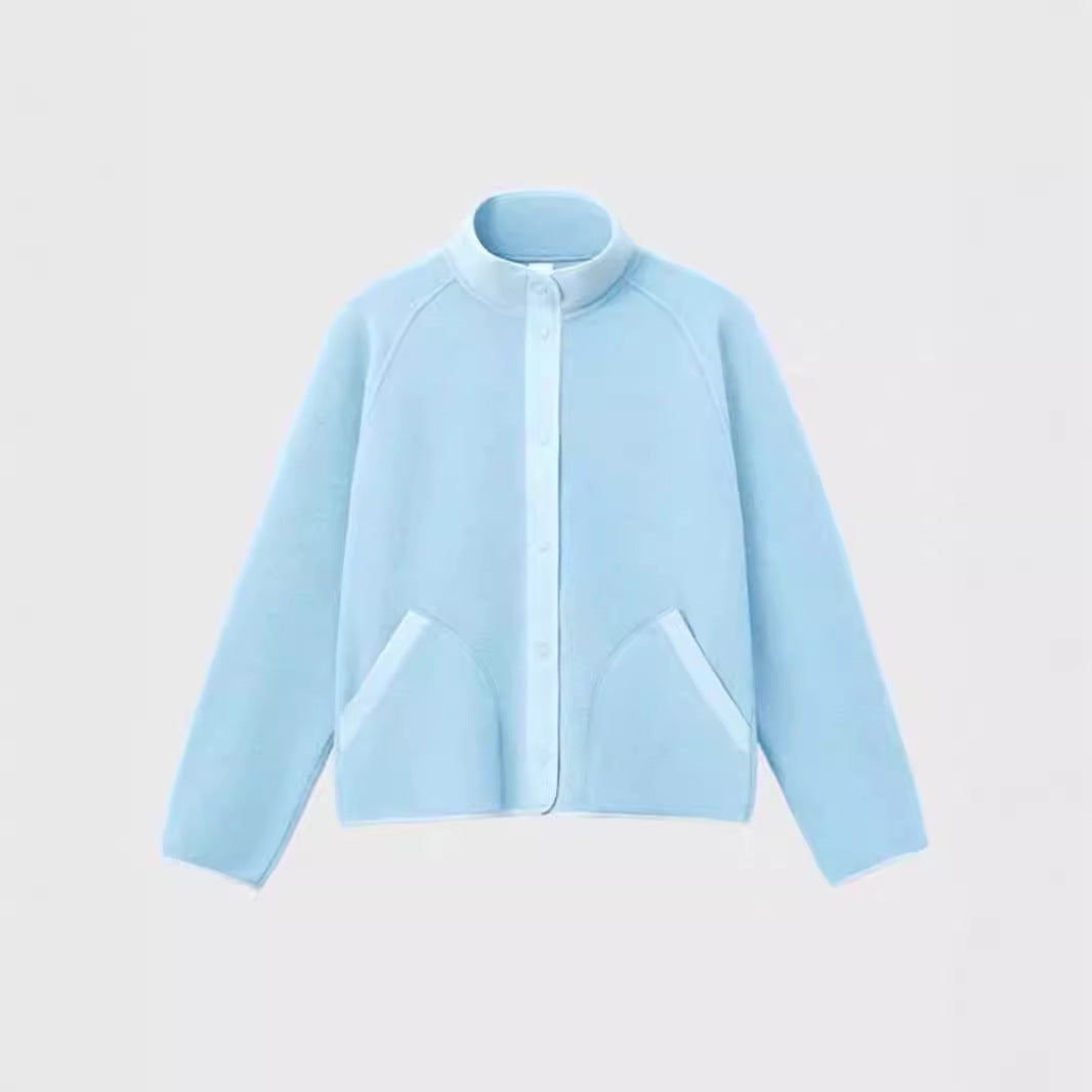 Damen Fleece-Jacke Elastischer Kragen Praktische Taschen