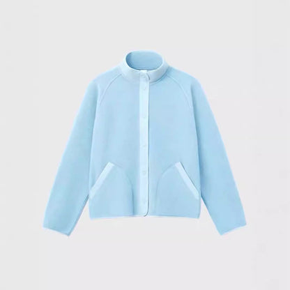 Damen Fleece-Jacke Elastischer Kragen Praktische Taschen