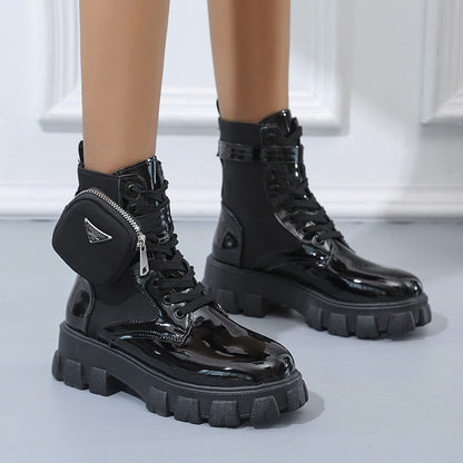 Damen Stiefel Heidi-Mode mit Taschen-Option und auffälliger Sohle