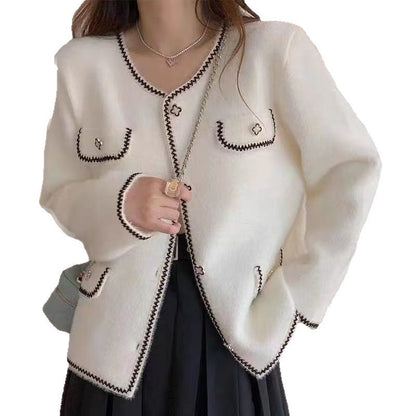 Damen Strickjacke Kontraststich Eveloria