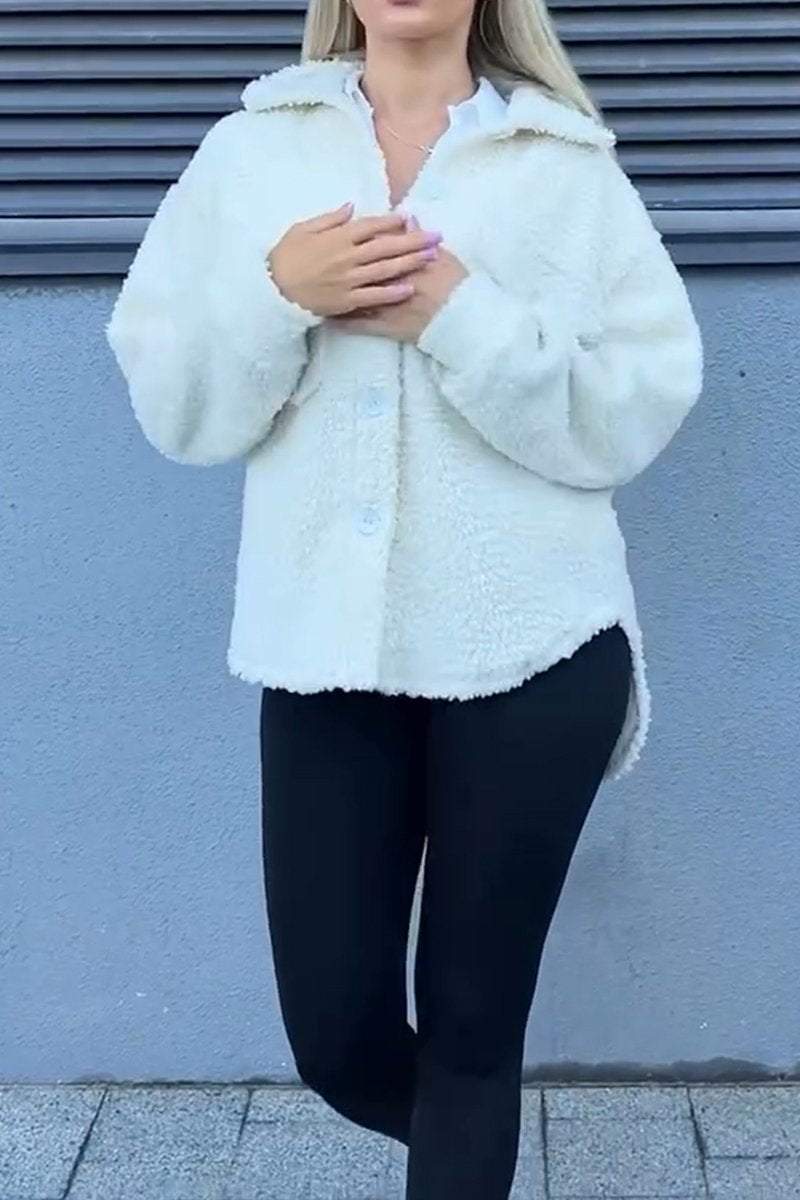 Damen Fleecejacke Lässig Mit Taschen Knopfdetails Eveloria