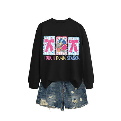 Damen Sweatshirt Football Motiv Lässig Grau Eveloria