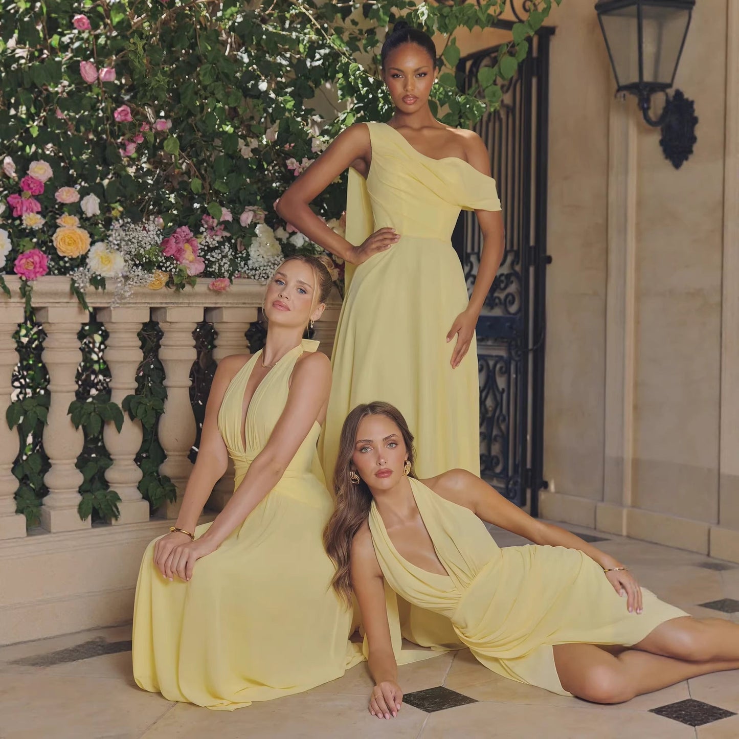 Damen Abendkleid Fließend V-Ausschnitt Eveloria