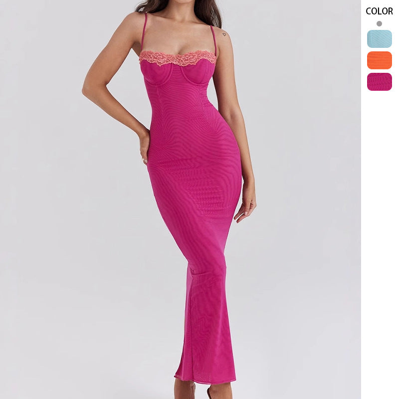 Damen Maxikleid Herzförmiger Ausschnitt Transparent Eveloria - Eveloria