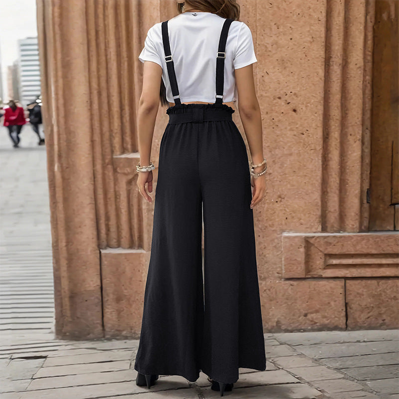 Damen Jumpsuit mit Verstellbaren Trägern und Taillenband