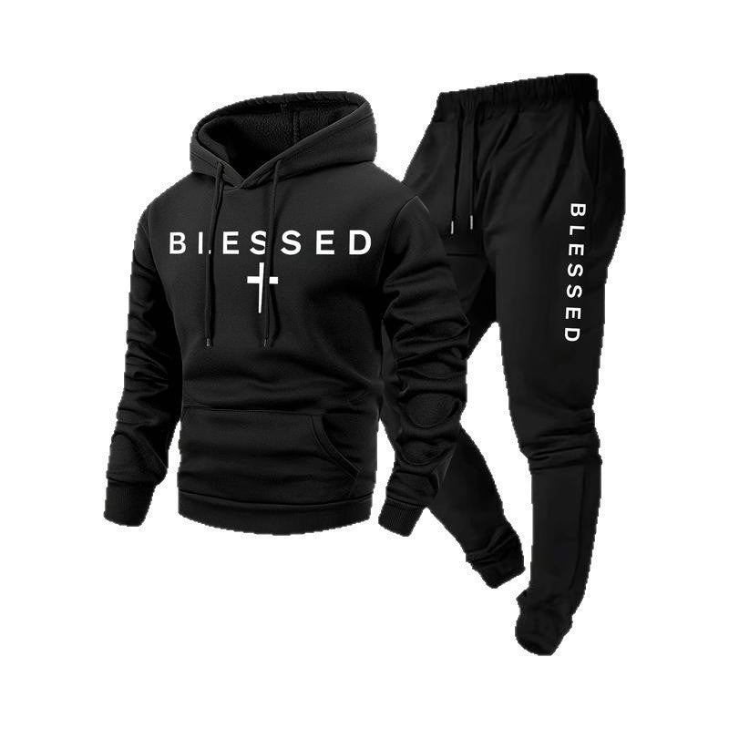 Damen Jogginganzug Sweatshirt und Hose mit Schriftzug und Taschen