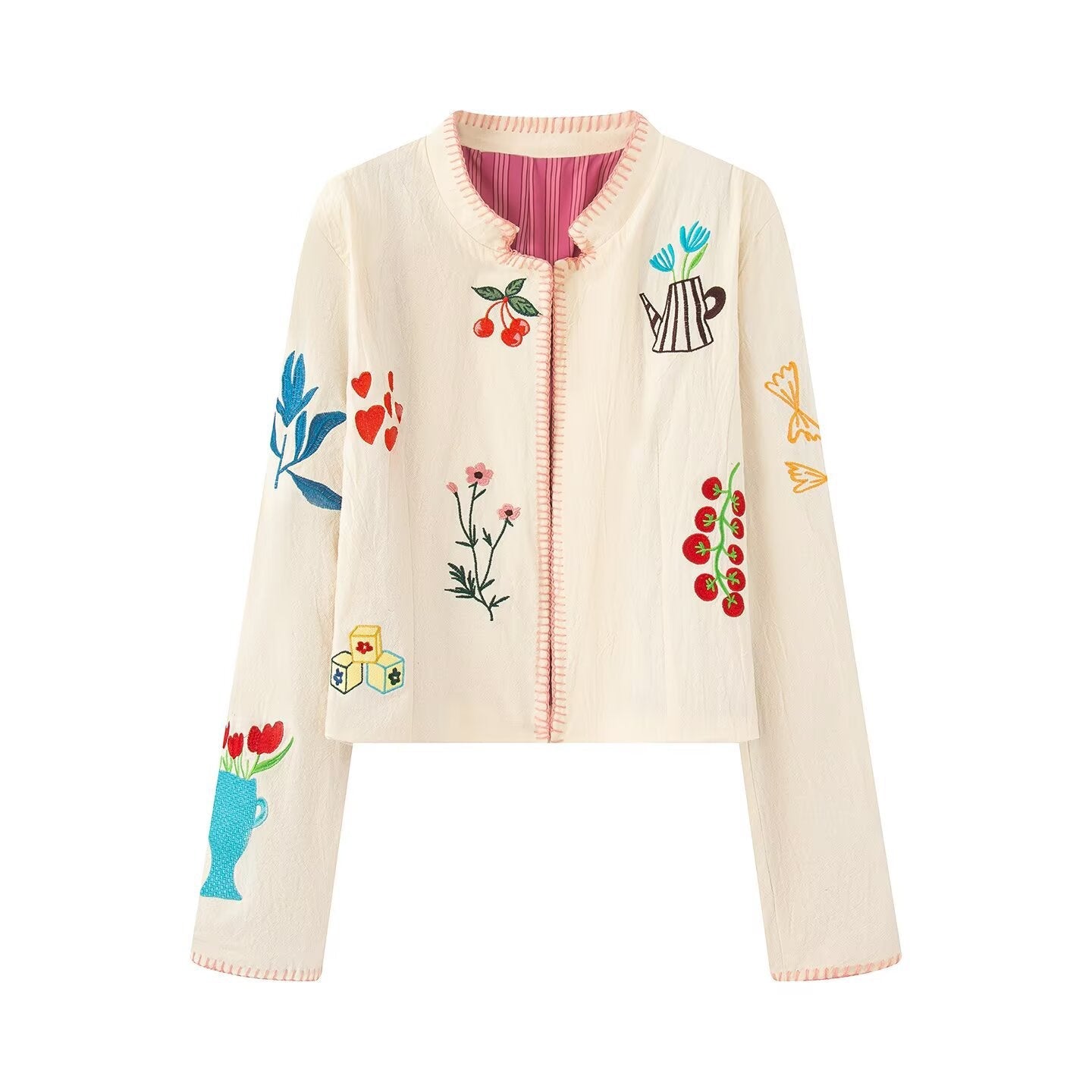 Damen Kurzjacke Gestickt Floralmuster Eveloria - Eveloria