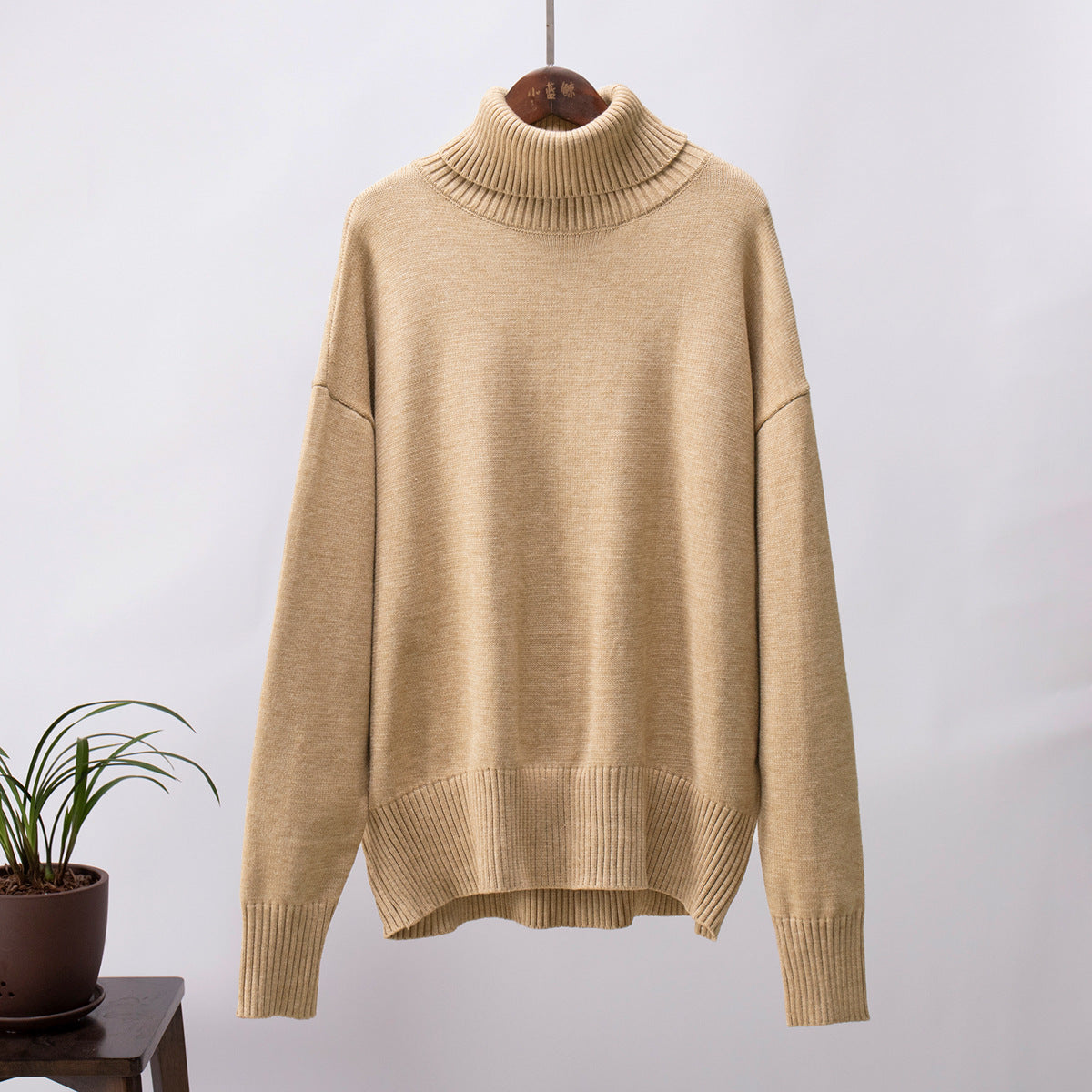 Damen Strickpullover Lässig Warmer Gerippter Saum