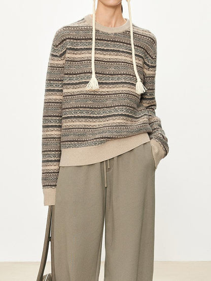 Damen Strickpullover Französischer Gürtel Detail Grau