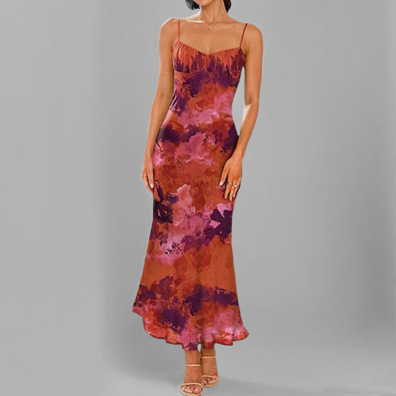 Damen Maxikleid mit Trägern Farbverlauf