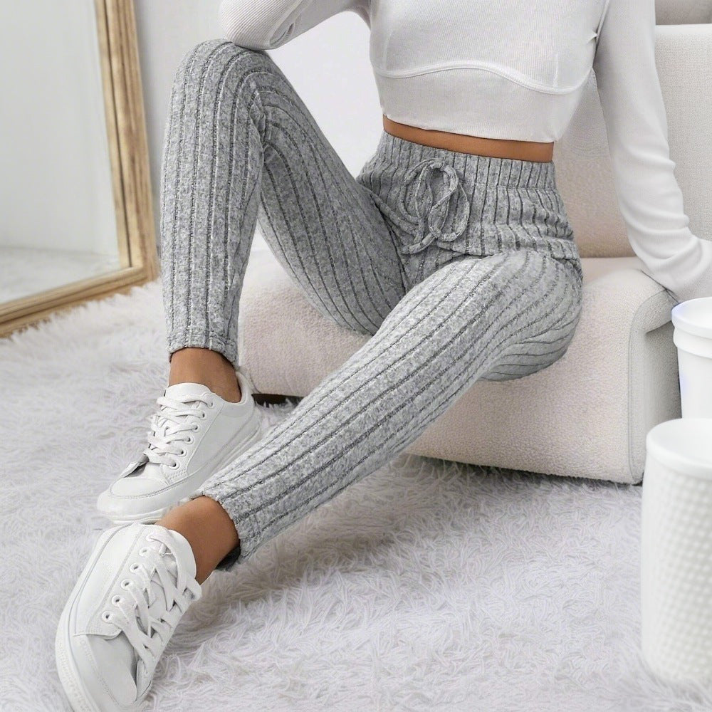 Damen Leggings Elastisch Rippmuster Eveloria