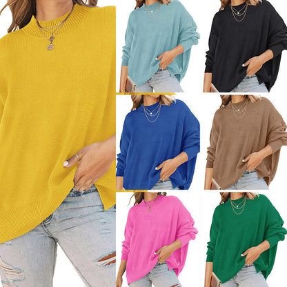 Damen Oversized Pullover Rippenmuster Grau Eveloria
