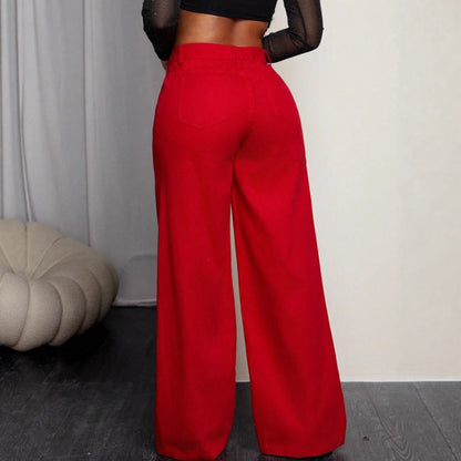 Damen Hochbundhose Elegant Weite Bein
