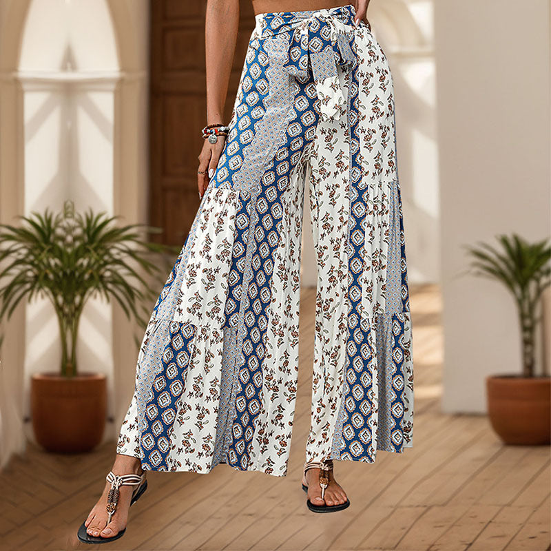 Damen Palazzo-Hose Floralmuster Elastisch Eveloria