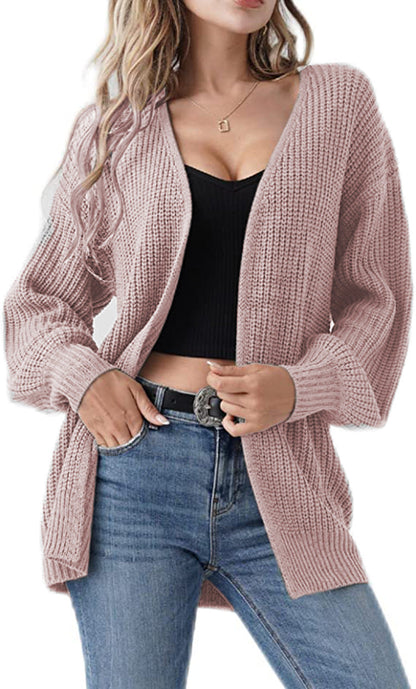 Damen Cardigan Grobstrick Lässiger Schnitt Beige