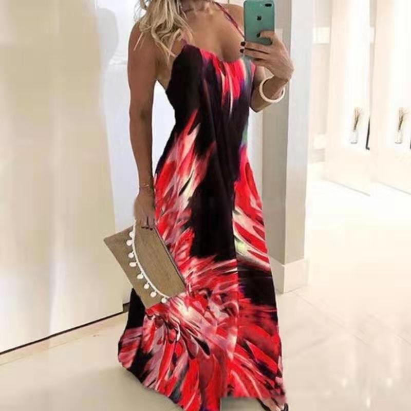 Damen Maxikleid Spaghetti-Träger Modern Farbverlauf