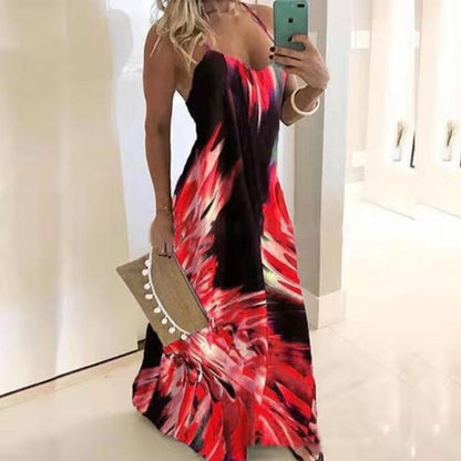 Damen Maxikleid Spaghetti-Träger Modern Farbverlauf
