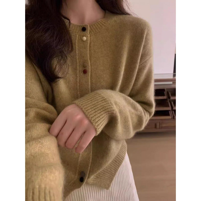 Damen Strickpullover mit Knopfverschluss Eveloria
