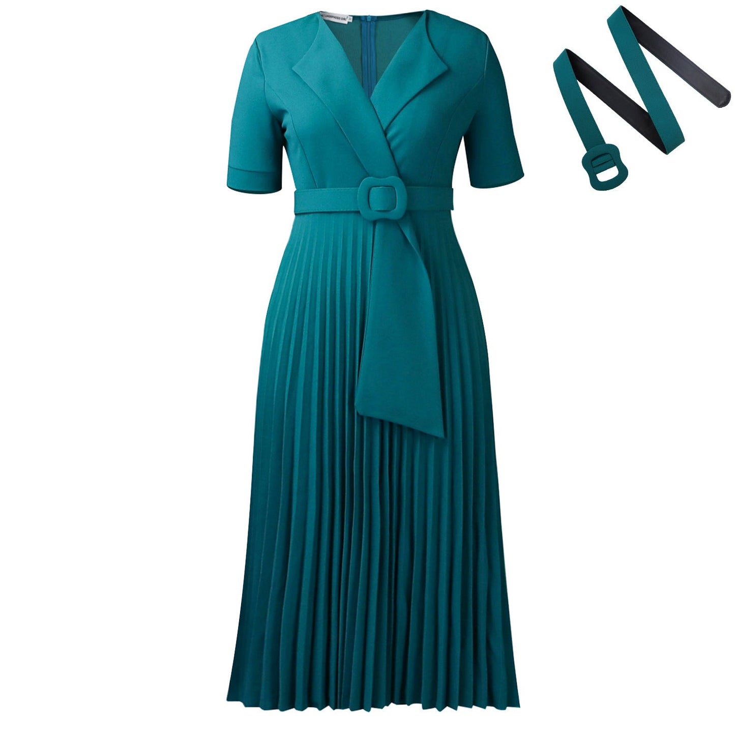 Damen Plissee-Kleid mit Taillenblazer und abnehmbarem Gürtel