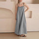 Damen Maxikleid Lockerer Schnitt Verstellbare Träger Beige
