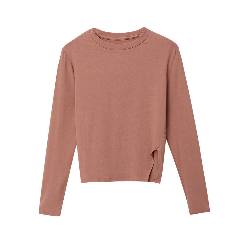 Damen Langarm-T-Shirt Rippstruktur Modischer Ausschnitt Eveloria